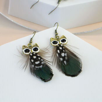 Hand Painted Owl Feather Earrings, 3 of 6