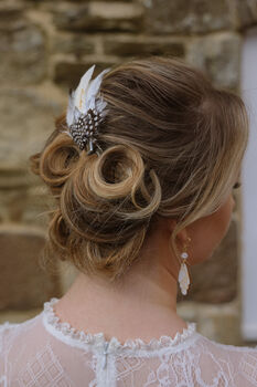 Ivory Feather Hair And Corsage Clip 'Molly', 3 of 6