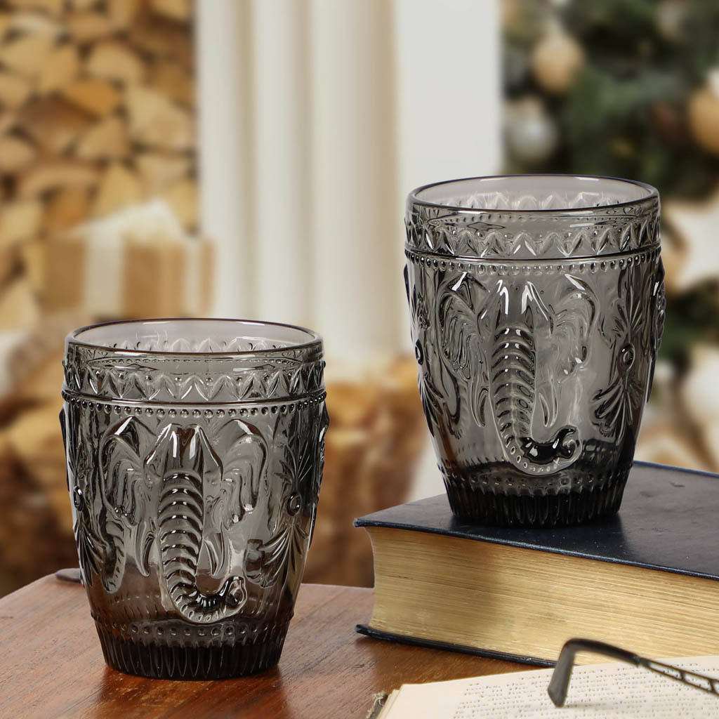 Set Of Four Vintage Embossed Tumblers By Dibor