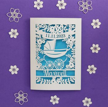 Papercut Vintage Pram Baby Card, 7 of 12
