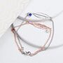 Personalised Feather Birthstone Bracelet In Silver And Rose Gold, thumbnail 5 of 8