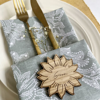 Sunflower Personalised Place Setting Wedding Table Decor, 9 of 12