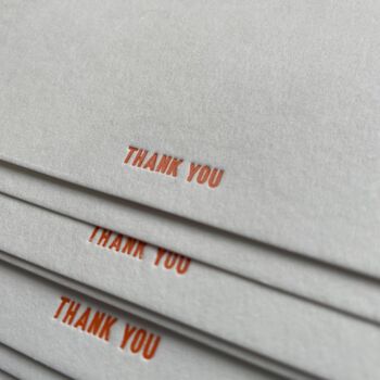 Six Orange Letter Press Thank You Note Cards, 3 of 3