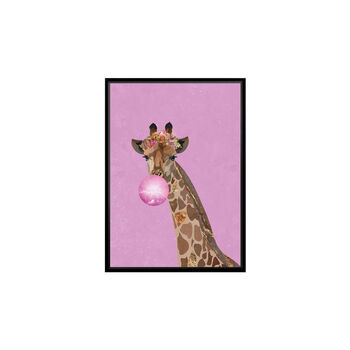 Framed Giraffe Bubblegum Pink Wall Art Print, 6 of 7
