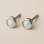 Mini Sterling Silver White Opal Stud Earrings, thumbnail 1 of 7