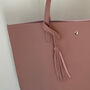 Personalised Embossed Pink Textured Faux Leather Tote Bag, thumbnail 2 of 3