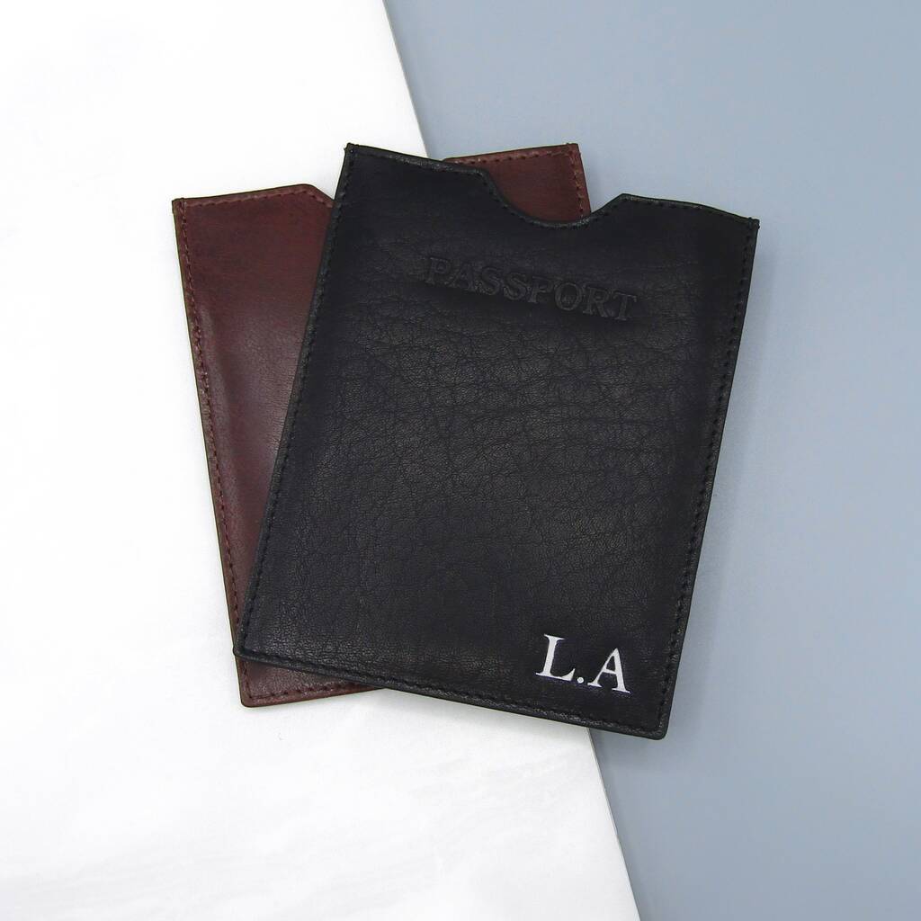 Personalised Textured Leather Passport Sleeve, 1 of 4