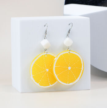 Hand Painted Lemon/Lime Drop Earrings Silver Plated, 2 of 8