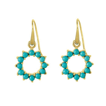 Halo Radiance Turquoise Earrings Silver/Gold Plated, 2 of 12