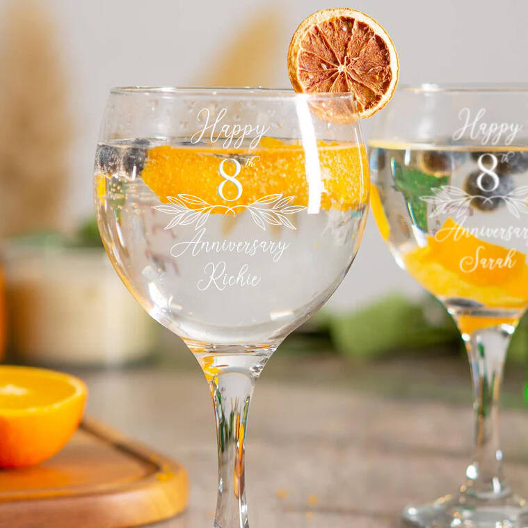 Personalised Happy Anniversary Gin Glass