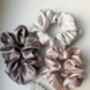 Lina Soft Scrunchie Set Of Three Greys Blush Pink, thumbnail 5 of 5