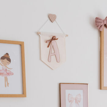 Bow Initial Banner Personalised Nursery Decor, 5 of 7