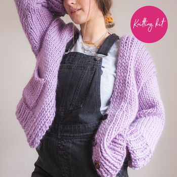 Button 'Knit' Up Slouchy Cardigan Knitting Kit, 4 of 12
