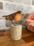 Robin Statue Sculpture Wooden Bird For Home Or Garden, thumbnail 1 of 8