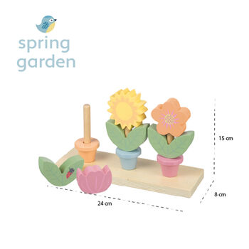 Wooden Stacking Flower Pots Toy Toddler Christmas Gift, 5 of 5