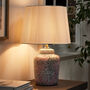 Pink Floral Ceramic Table Lamp With Scalloped Shade, thumbnail 3 of 7