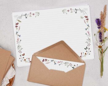 A4 Landscape Letter Writing Paper With Flower And Butterfly Design, 4 of 4