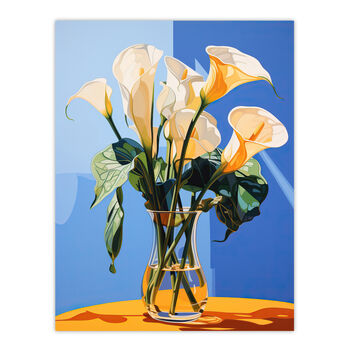 Luxurious Lily Calla Floral Blue Yellow Wall Art Print, 6 of 6