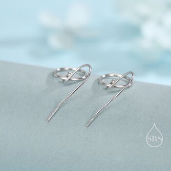 Open Circle Drop Hook Earrings In Sterling Silver, 5 of 12
