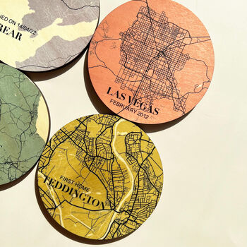 Personalised Favourite Location Maps Wooden Coaster Set, 5 of 11