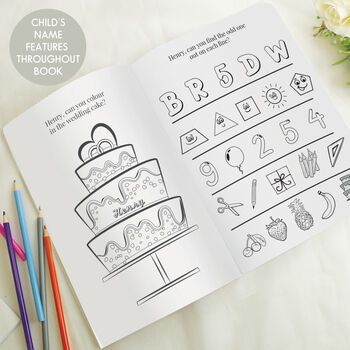 Personalised Blue A4 Wedding Activity And Colouring Book For Kids, 6 of 9