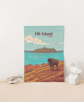 Elk Island National Park Canada Travel Poster Art Print, 3 of 8