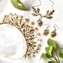The Agatha Earrings Baroque Freshwater Coin Pearl Bridal Leaf Earrings, thumbnail 8 of 10