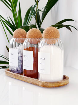 Set Of Three Cork Ball Ribbed Glass Jars, 5 of 11