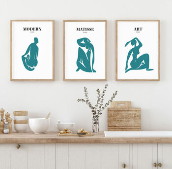 Set Of Three Figure Silhouette Art Prints For Home, 6 of 7