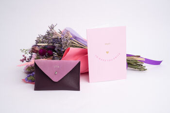 Dried Flower Bouquet And Personalised Leather Purse, 2 of 7