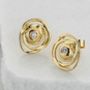 Gold And Diamond Swirly Stud Earrings, thumbnail 1 of 5