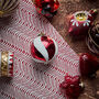 Red And White Glitter Twister Baubles Box Of Four, thumbnail 1 of 4