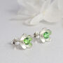 May Birthstone Emerald Cz Silver Stud Earrings, thumbnail 1 of 2