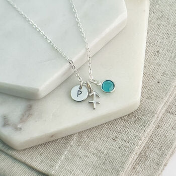Sagittarius, Initial And Birthstone Necklace, 2 of 6