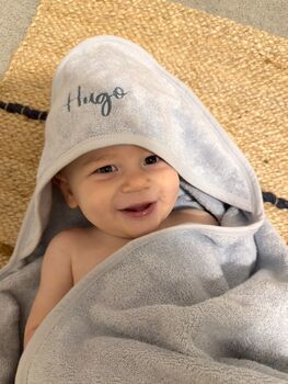 Personalised Hooded Towel In Powder Blue, 2 of 5