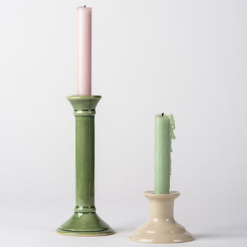 Handcrafted Ceramic Jade Green Taper Candle Stick, 2 of 3