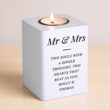 Personalised Free Text White Wooden Tea Light Holder, 3 of 9