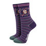 Night Owl Women's Striped Bamboo Ankle Socks Navy Blue, thumbnail 1 of 3
