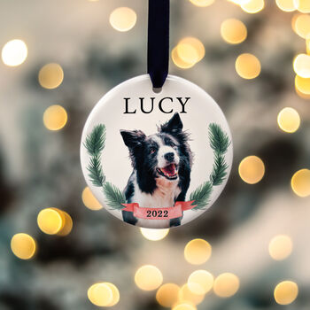 Dogs First Christmas Personalised Photo Tree Decoration, 6 of 8