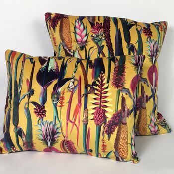 Velvet Tropical Plants Cushion Cover On Gold, 4 of 5