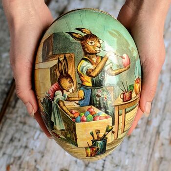 Easter Egg Paper Container Vintage Bunny, 3 of 12