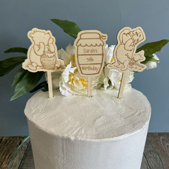 Personalised Pooh Bear Cake Toppers Set Of Three, 2 of 6