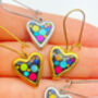 Mini Disco Heart Earrings Handmade With Colourful Sparkles, thumbnail 5 of 10