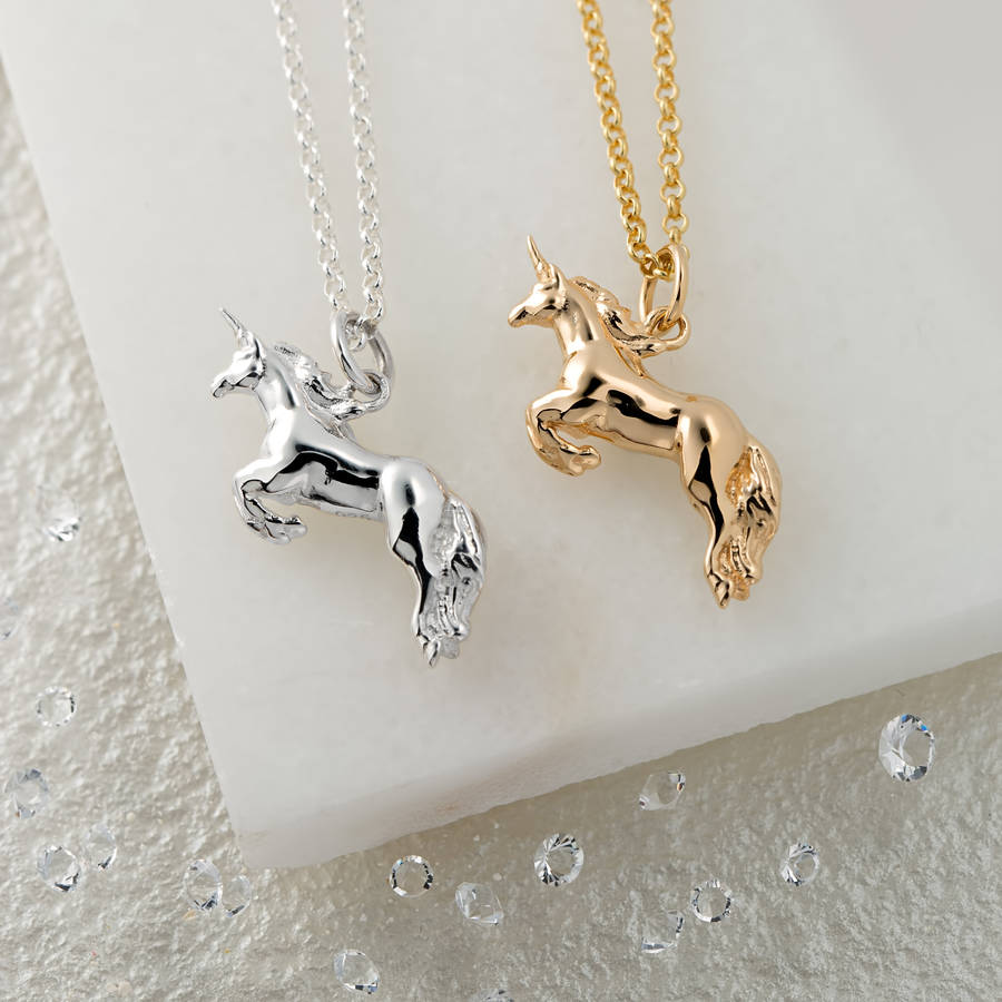 unicorn necklace with personalised message card by lily charmed ...