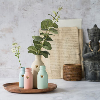 Pastel Bottle Vase With Gold Heart, 3 of 12