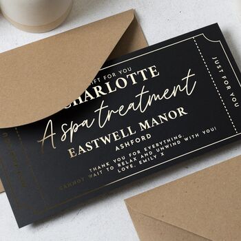 Personalised Gold Foil Spa Day Gift Voucher For Her, 5 of 9