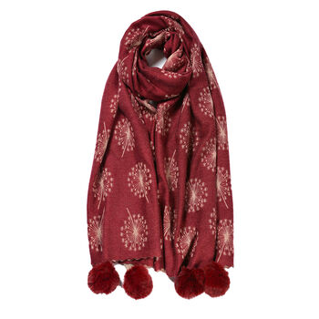 Cashmere Dandelion Scarf With Pom Poms, 2 of 4