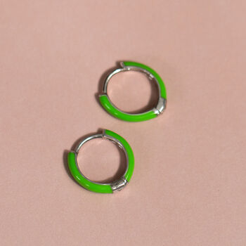 Sterling Silver Colourful Enamel Hoop Earrings, 8 of 12