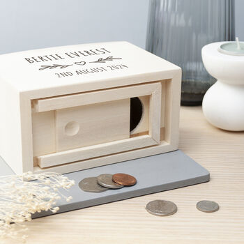 Personalised New Baby Wooden Money Box, 7 of 10