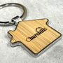 Personalised Bamboo And Metal House Shaped Keyring, thumbnail 2 of 5